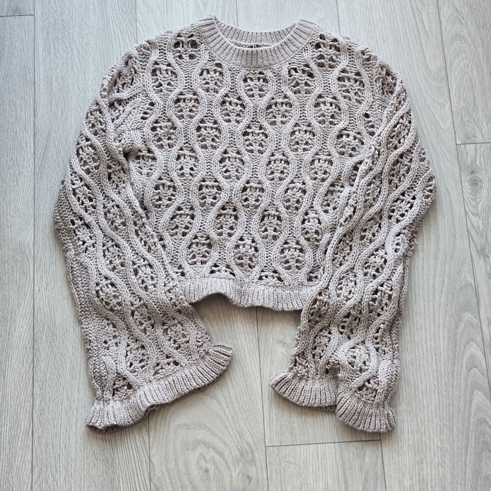 H&M Beige Open-Knit Sweater